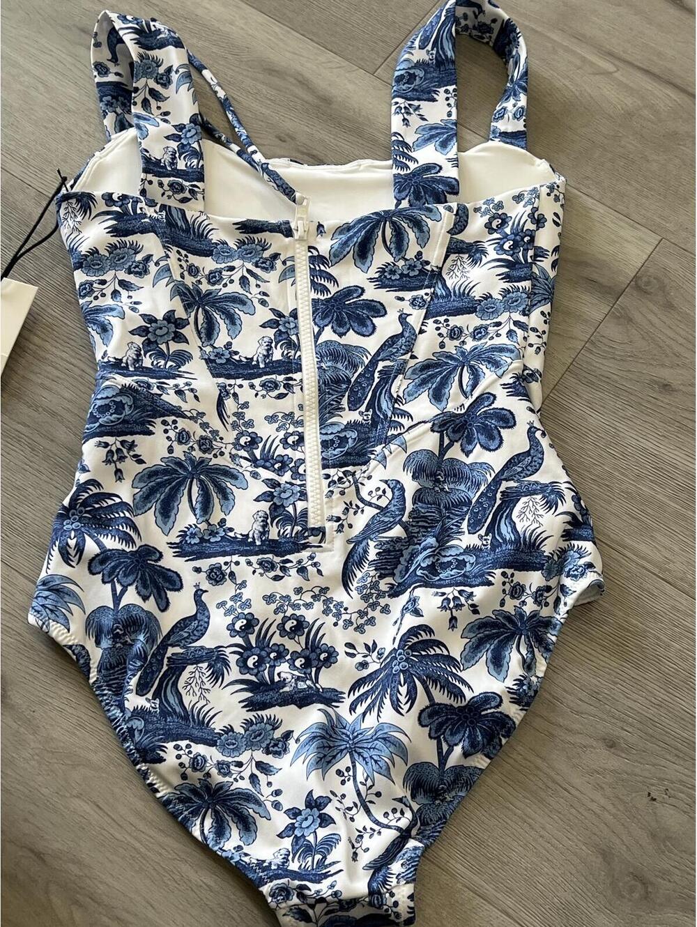 STAUD  Adelaide Printed Corset Swimsuit - White - Picture 3 of 6